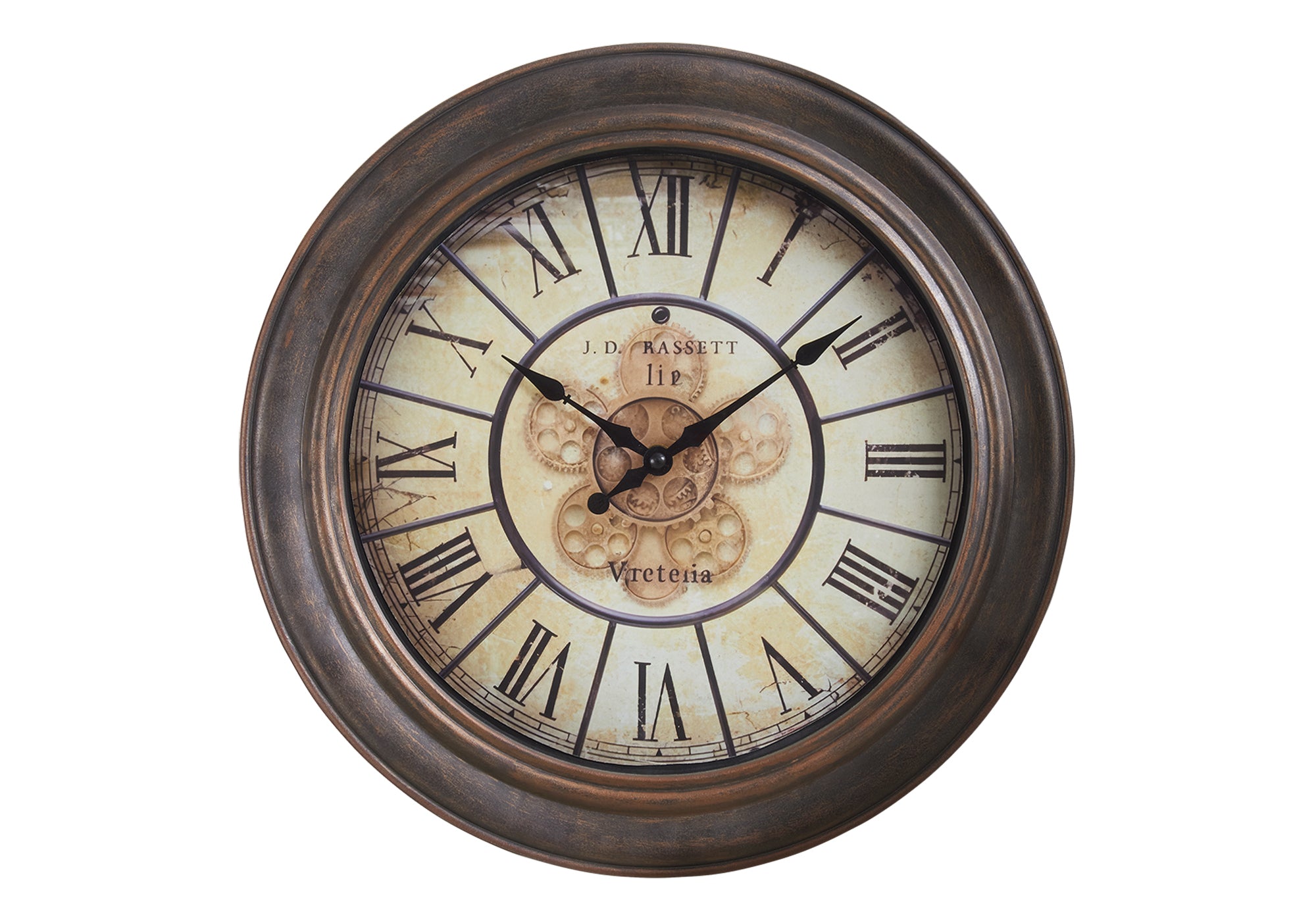CLOCKS - 15""DIA / WALL CLOCK / ANTIQUE BROWN
