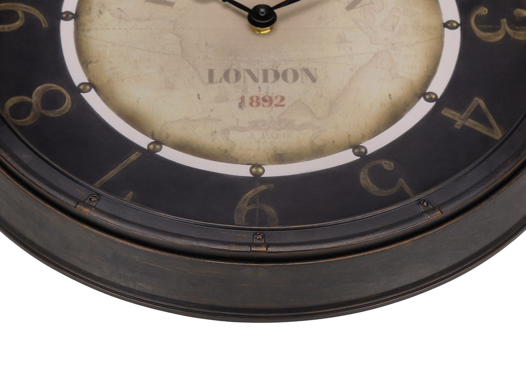 CLOCKS - 16""DIA / WALL CLOCK / ANTIQUE BROWN