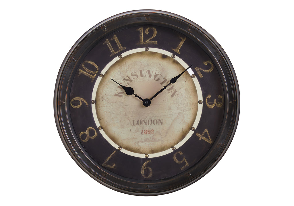 CLOCKS - 16""DIA / WALL CLOCK / ANTIQUE BROWN