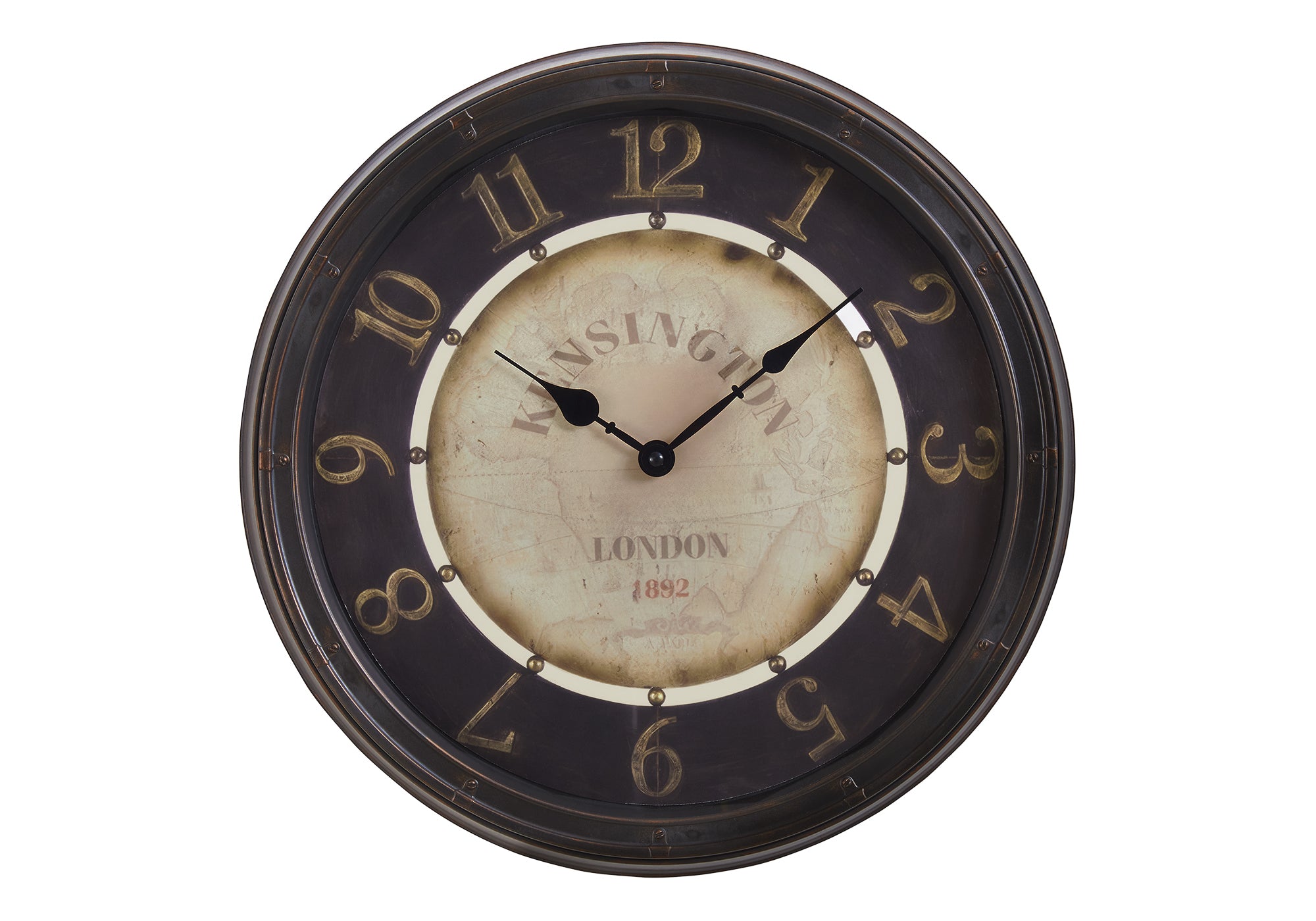 CLOCKS - 16""DIA / WALL CLOCK / ANTIQUE BROWN