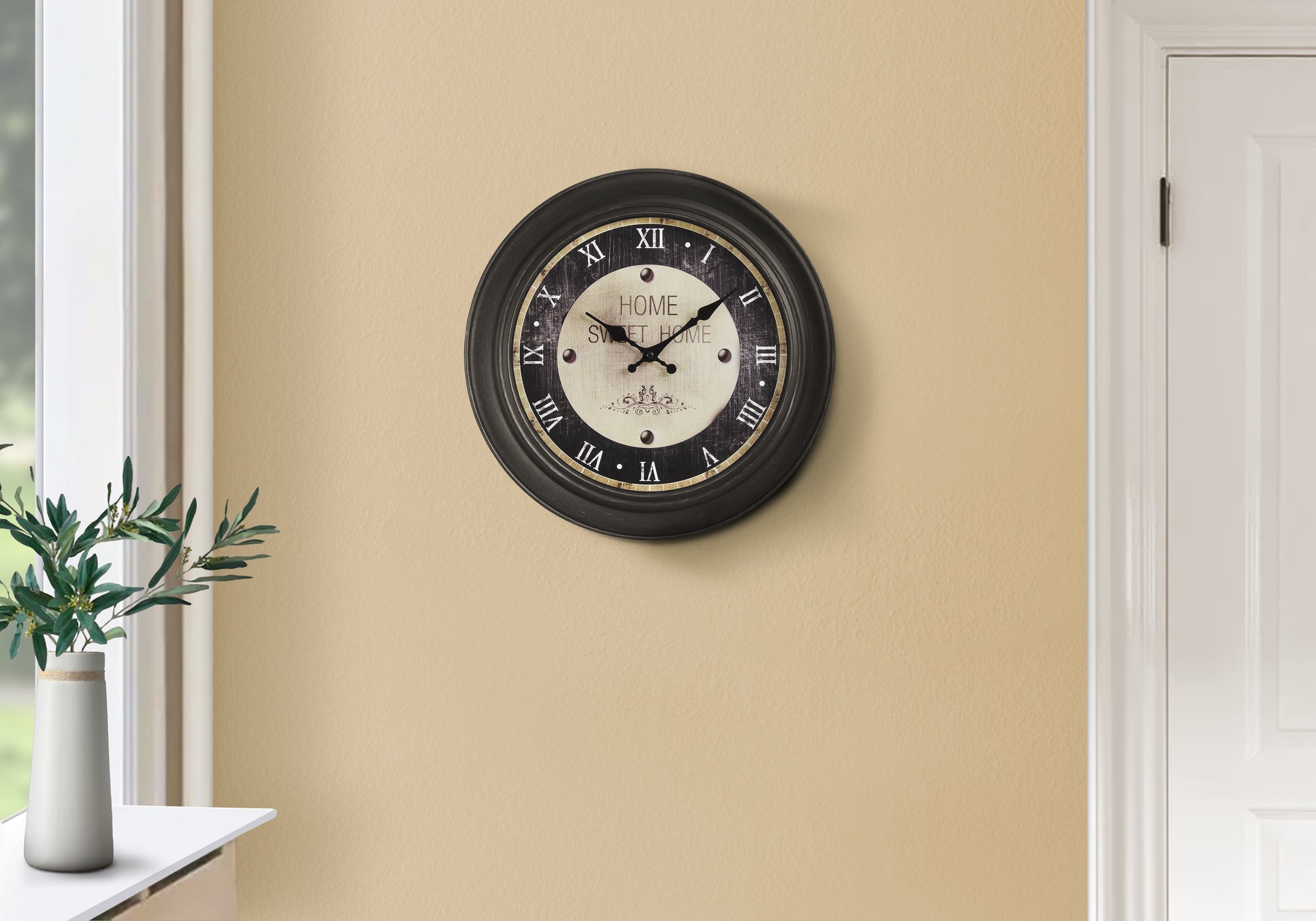 CLOCKS - 16""DIA / WALL CLOCK / ANTIQUE BROWN