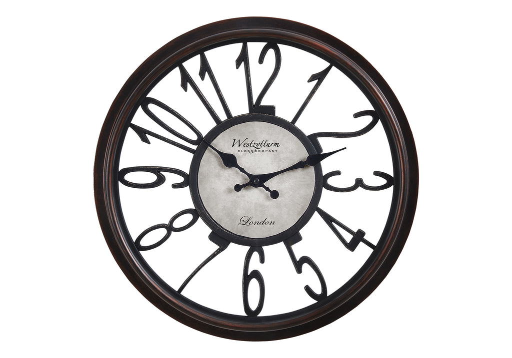 CLOCKS - 16""DIA / WALL CLOCK / ANTIQUE BROWN