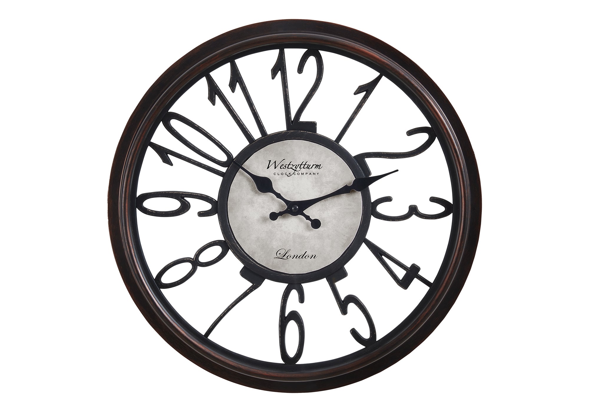 CLOCKS - 16""DIA / WALL CLOCK / ANTIQUE BROWN