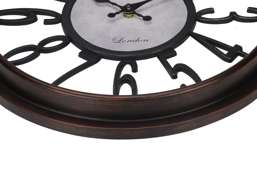 CLOCKS - 16""DIA / WALL CLOCK / ANTIQUE BROWN