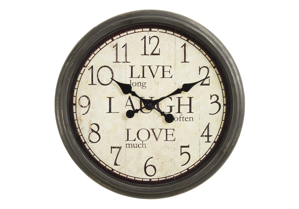 CLOCKS - 16""DIA / WALL CLOCK / ANTIQUE BROWN