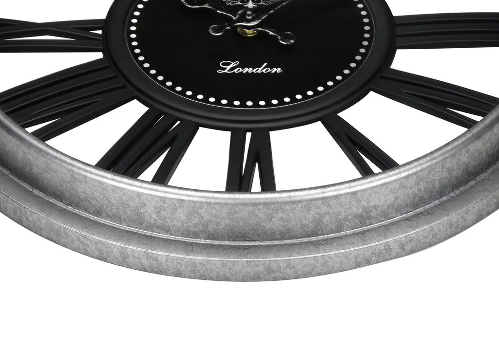 CLOCKS - 16""DIA / WALL CLOCK / BLACK / SILVER