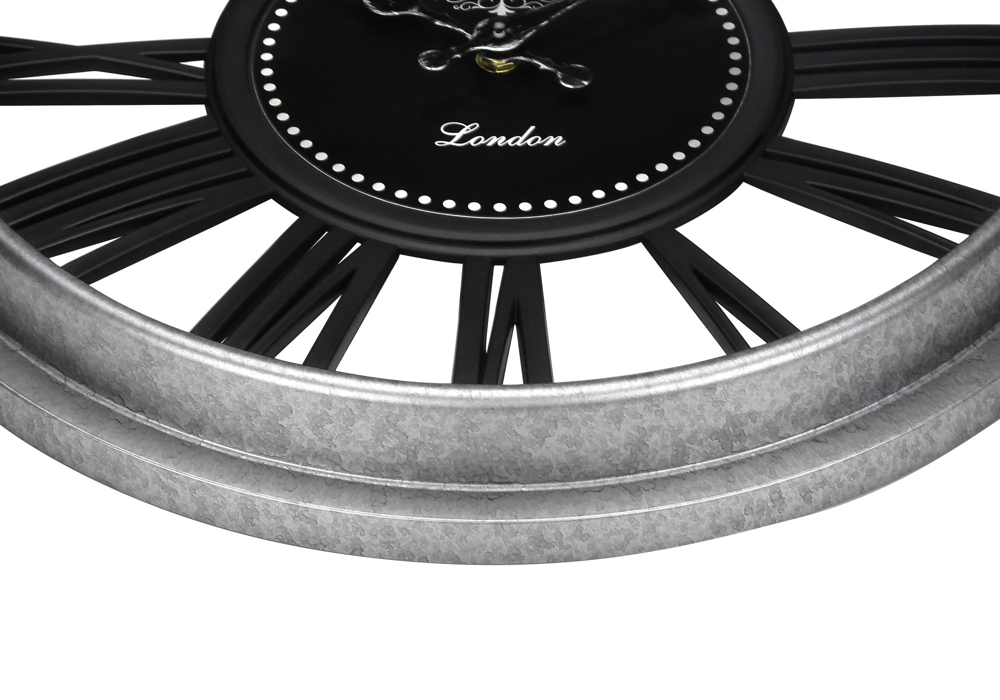 CLOCKS - 16""DIA / WALL CLOCK / BLACK / SILVER