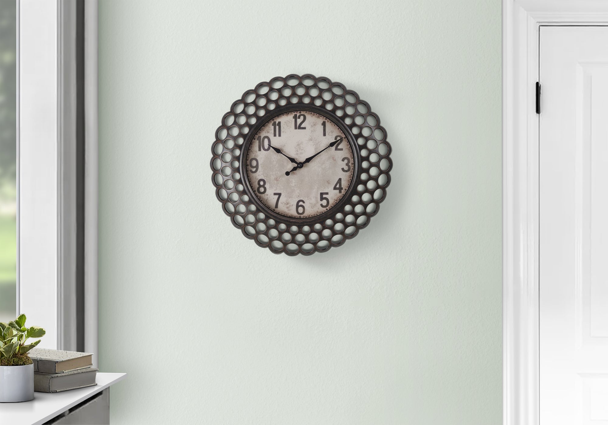 CLOCKS - 16""DIA / WALL CLOCK / DARK BROWN