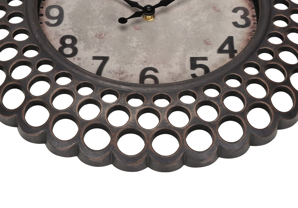 CLOCKS - 16""DIA / WALL CLOCK / DARK BROWN