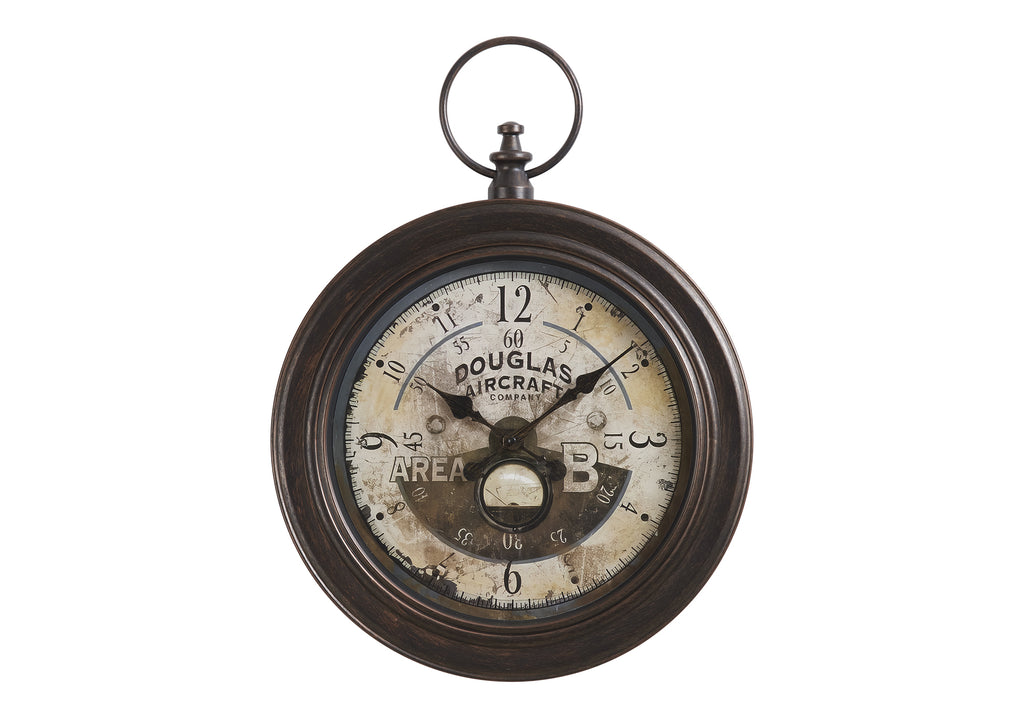 CLOCKS - 18""DIA / WALL CLOCK / ANTIQUE BROWN
