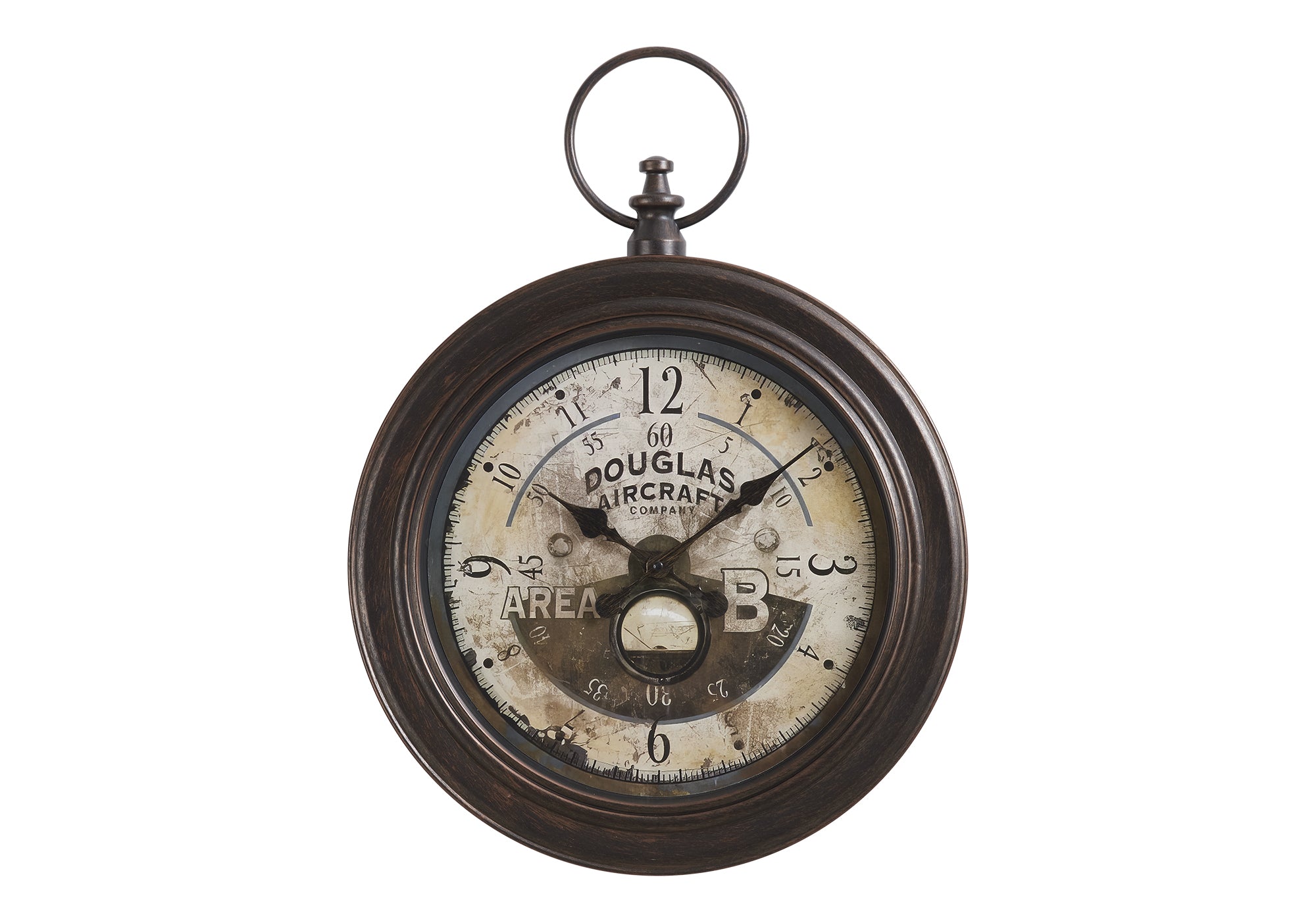 CLOCKS - 18""DIA / WALL CLOCK / ANTIQUE BROWN