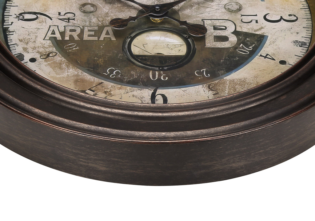 CLOCKS - 18""DIA / WALL CLOCK / ANTIQUE BROWN