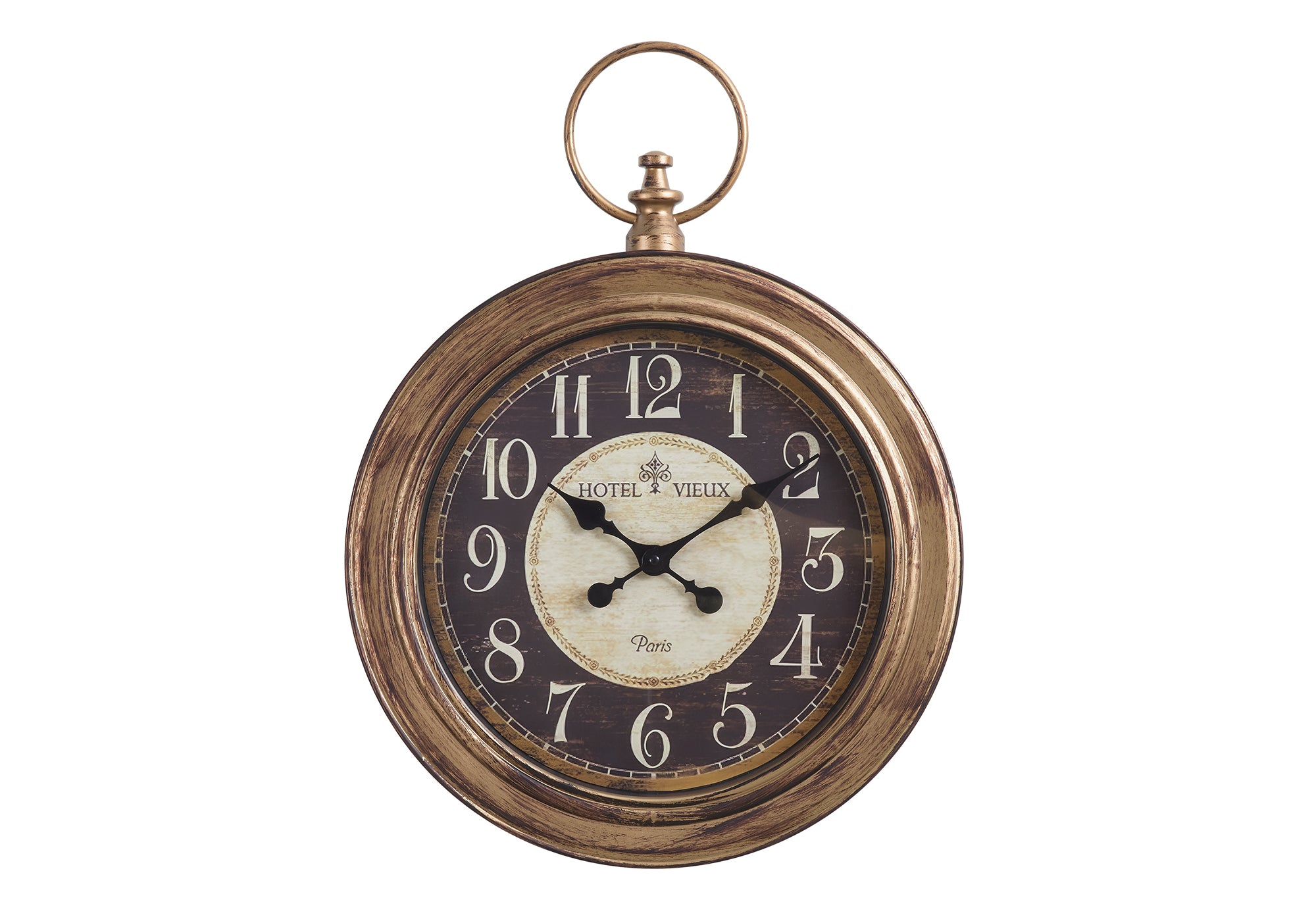 CLOCKS - 18""DIA / WALL CLOCK / ANTIQUE BROWN