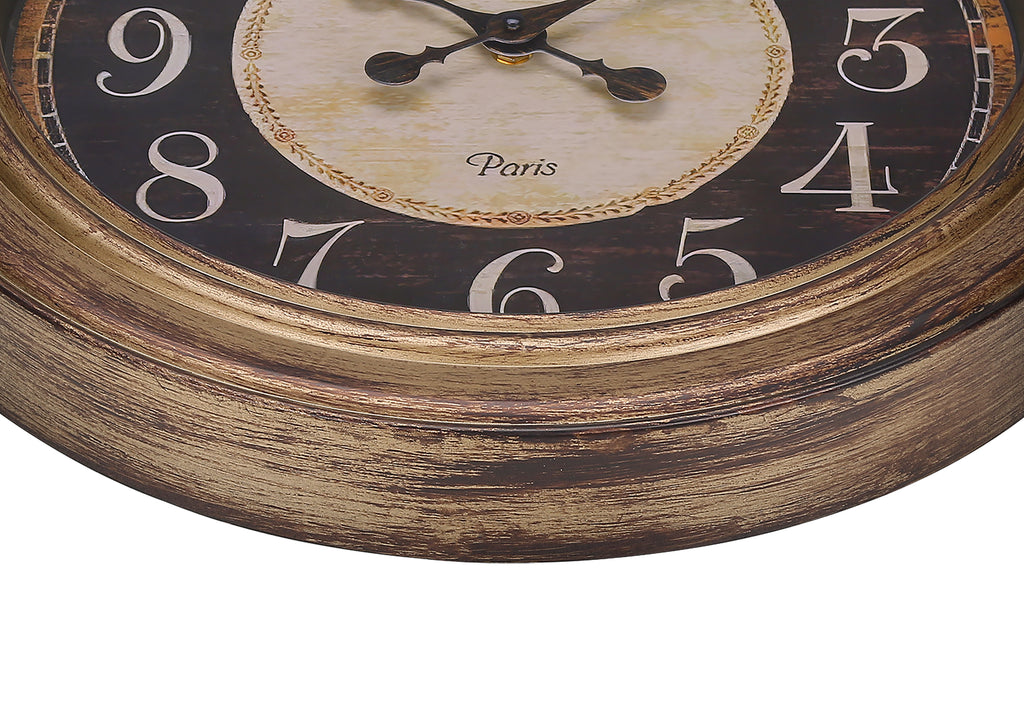 CLOCKS - 18""DIA / WALL CLOCK / ANTIQUE BROWN