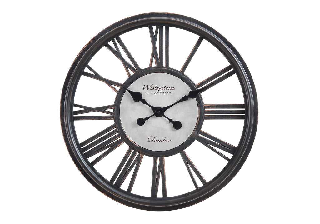 CLOCKS - 18""DIA / WALL CLOCK / ANTIQUE BLACK