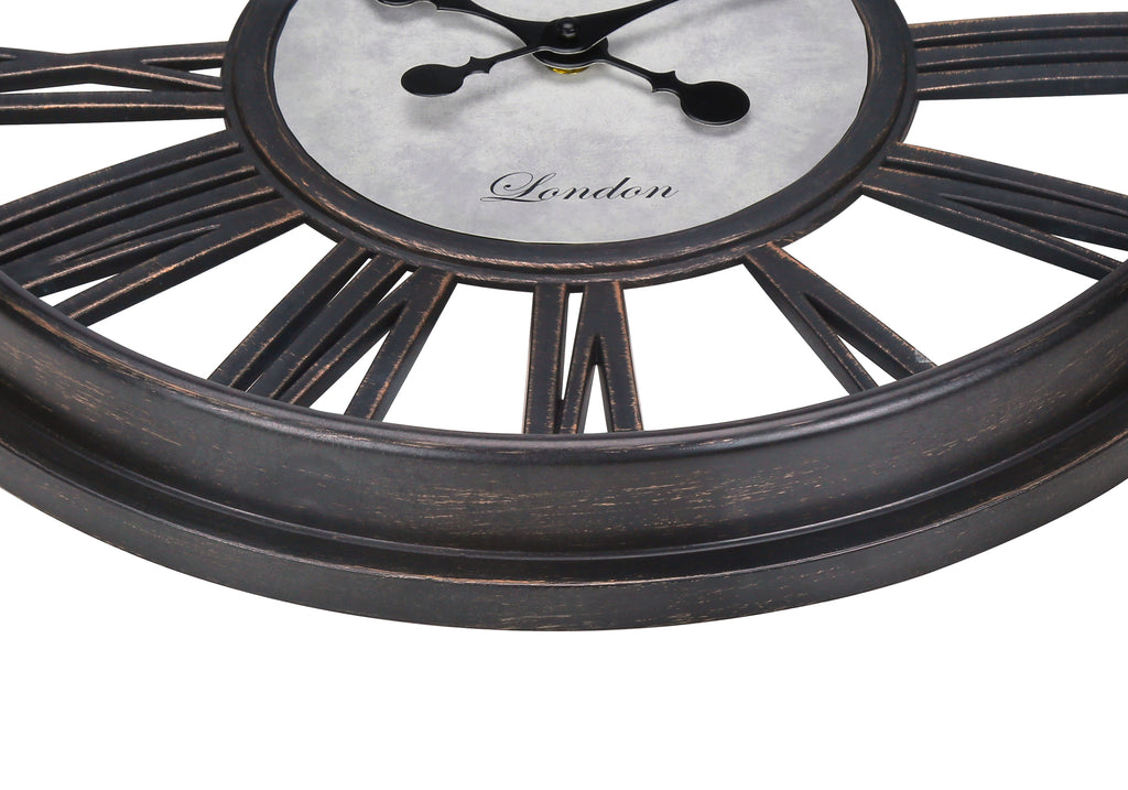 CLOCKS - 18""DIA / WALL CLOCK / ANTIQUE BLACK