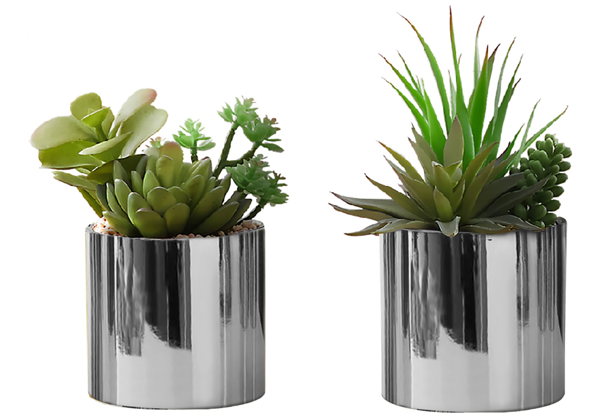 ARTIFICIAL PLANT - 2PCS / 7""H SUCCULENT IN 3"" CHROME POT