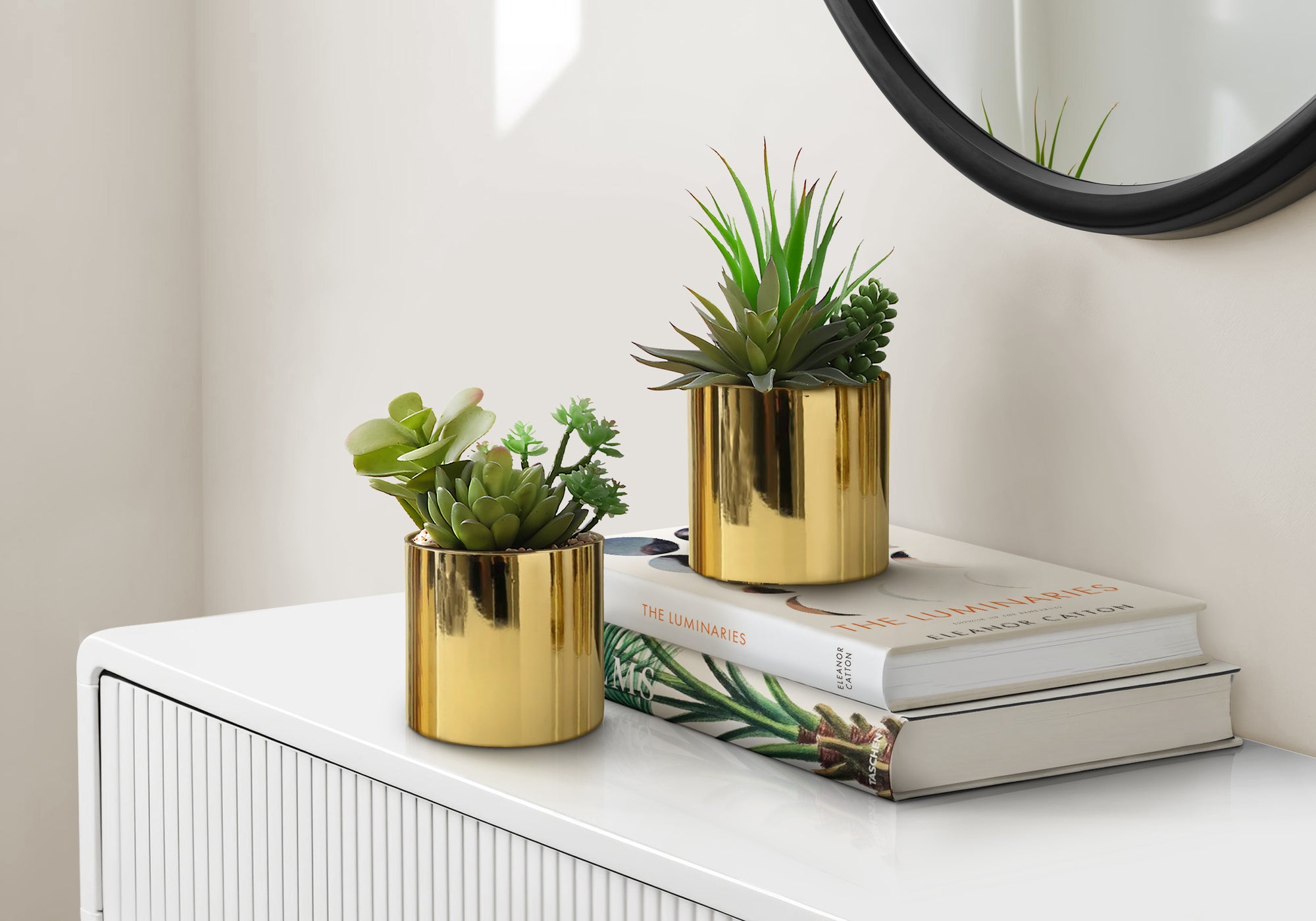 ARTIFICIAL PLANT - 2PCS / 7""H SUCCULENT IN 3"" GOLD POT