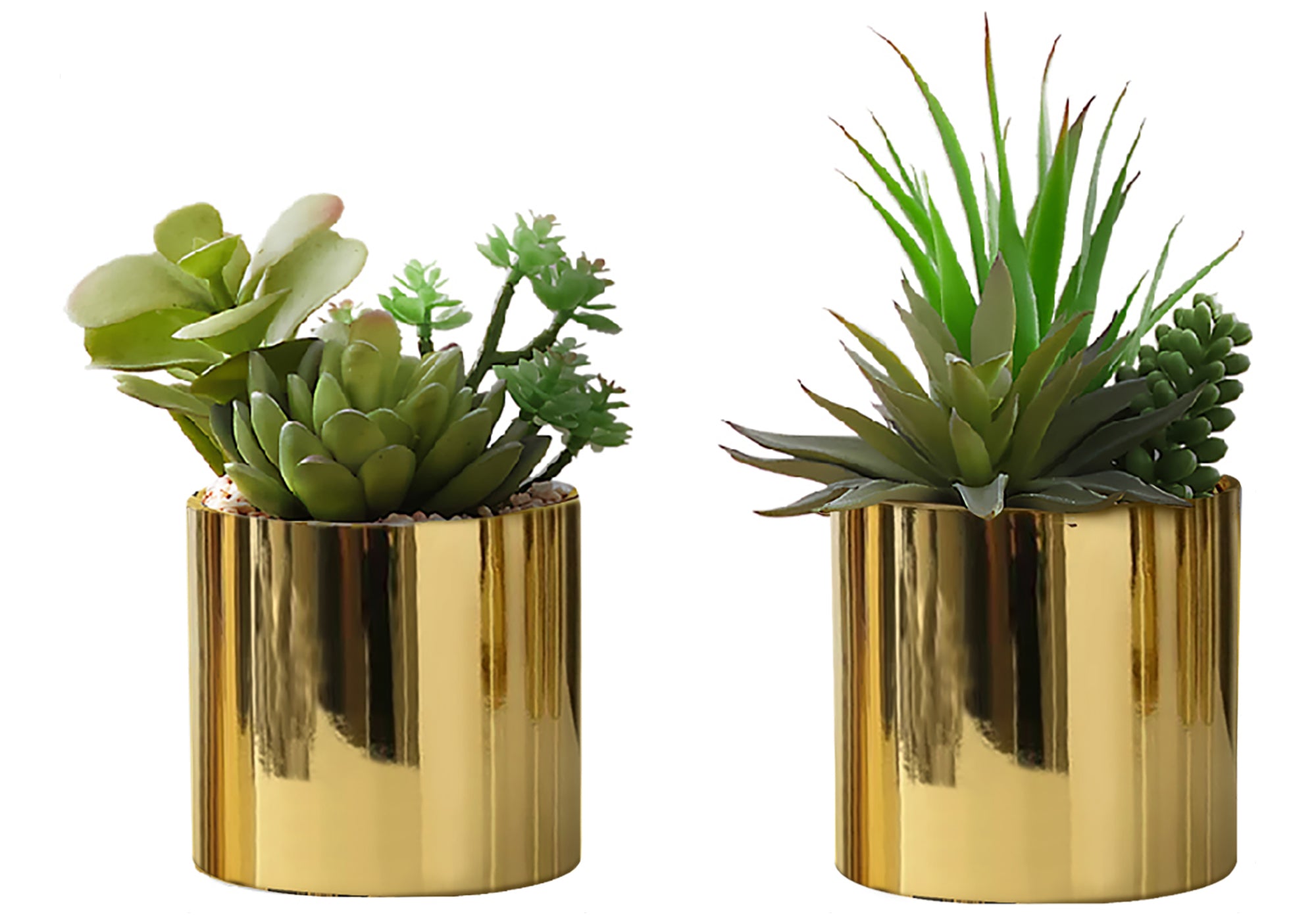 ARTIFICIAL PLANT - 2PCS / 7""H SUCCULENT IN 3"" GOLD POT