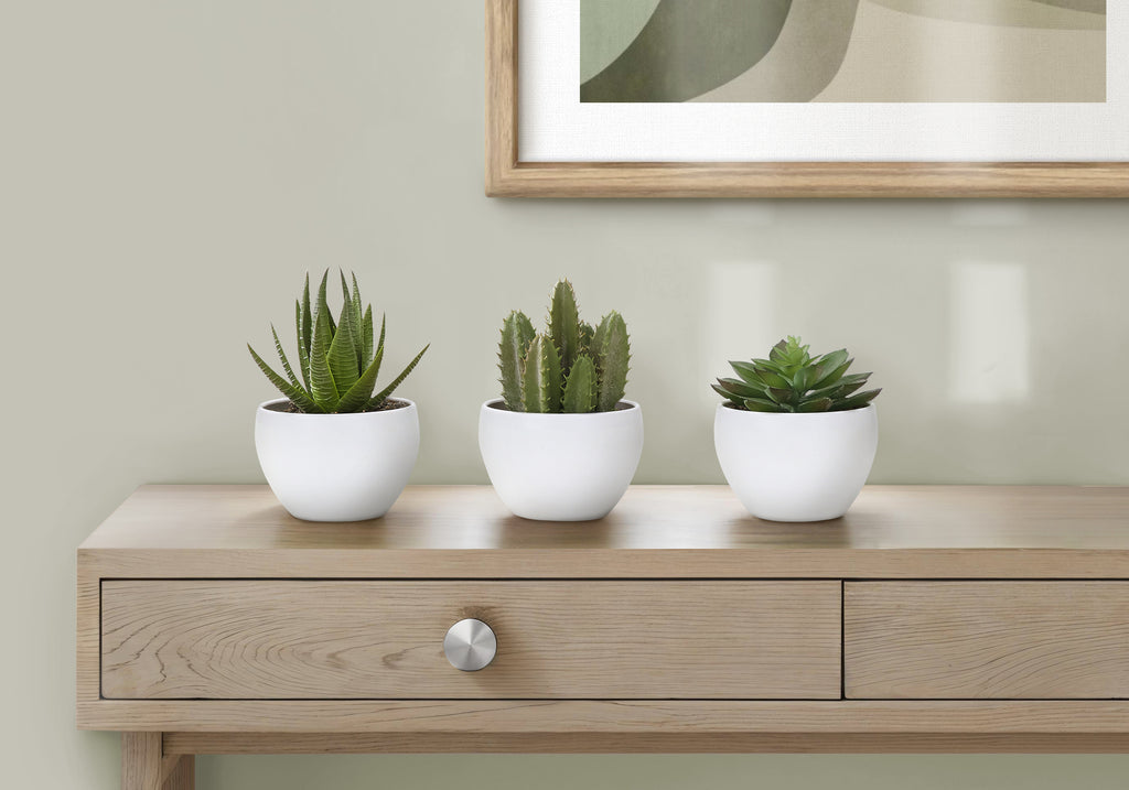 ARTIFICIAL PLANT - 3PCS / 6""H SUCCULENT IN A 3"" WHITE POT