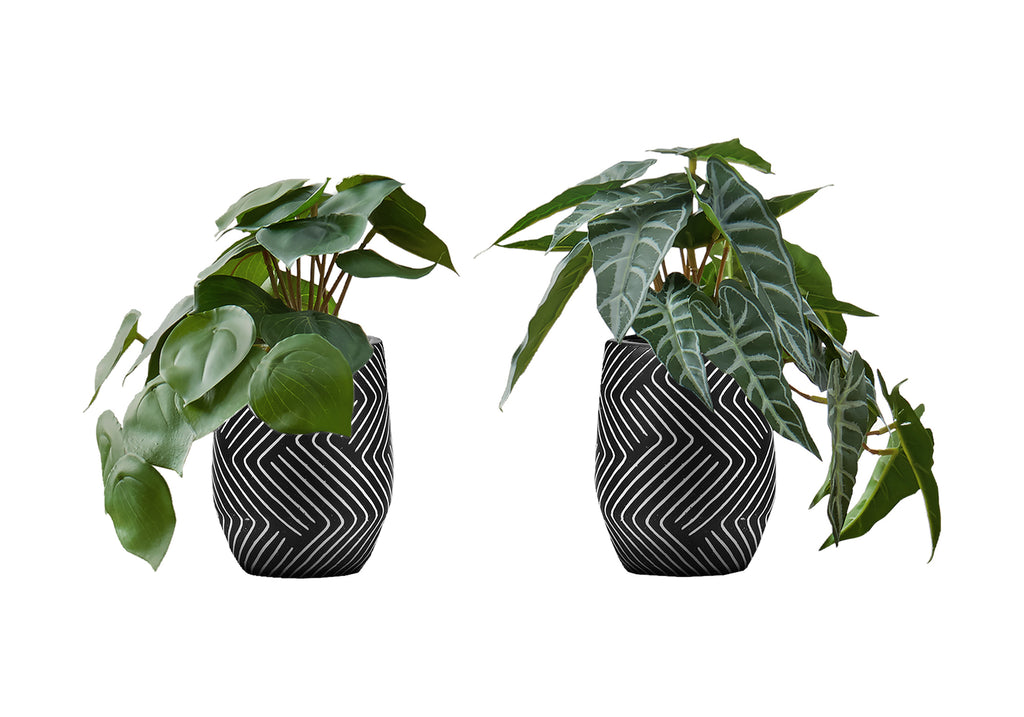 ARTIFICIAL PLANT - 2PCS / 8""H ALOCASIA / 5"" BLACK POT