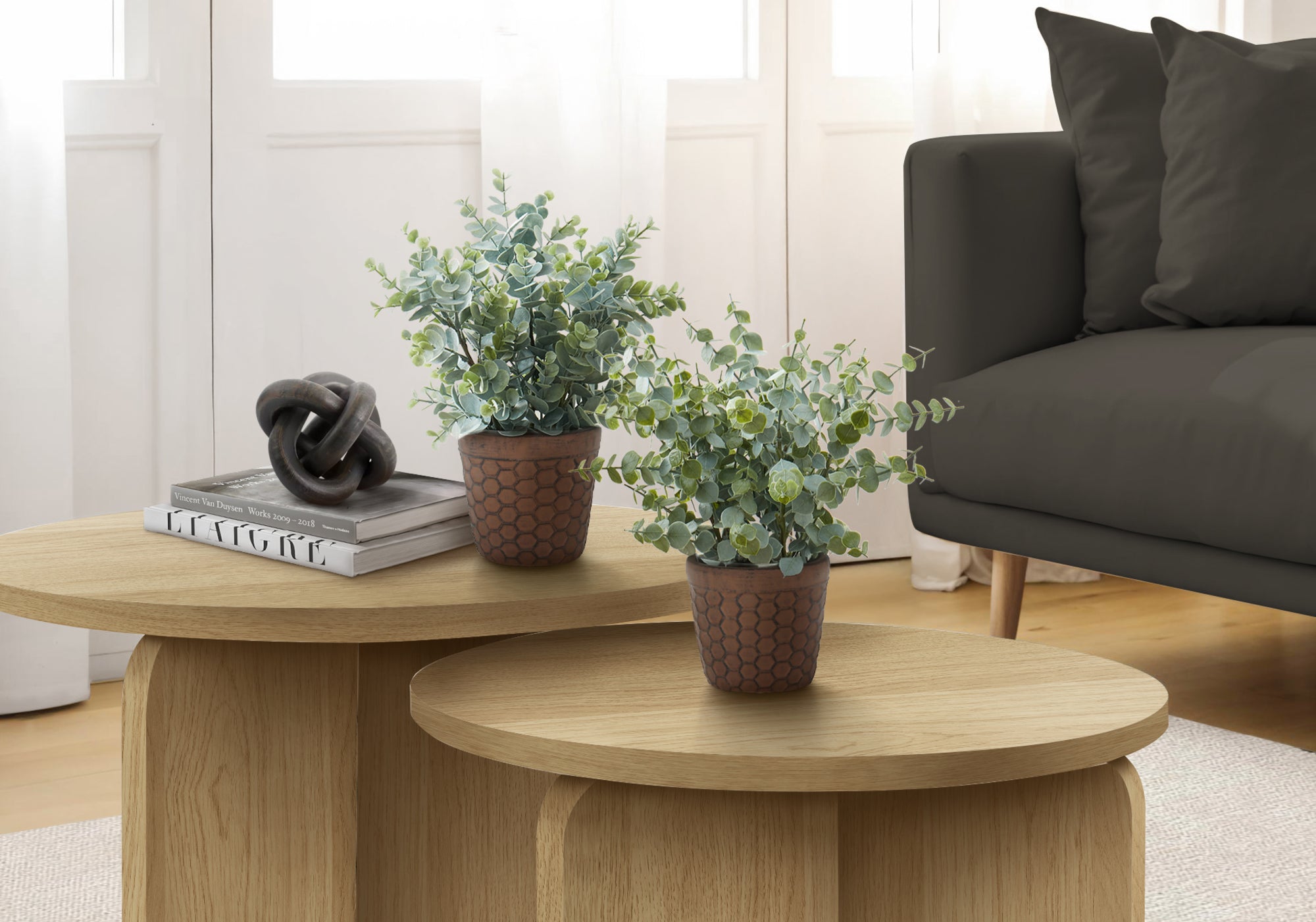 ARTIFICIAL PLANT - 2PCS / 13""H EUCALYPTUS / GRASS/ 4"" POT