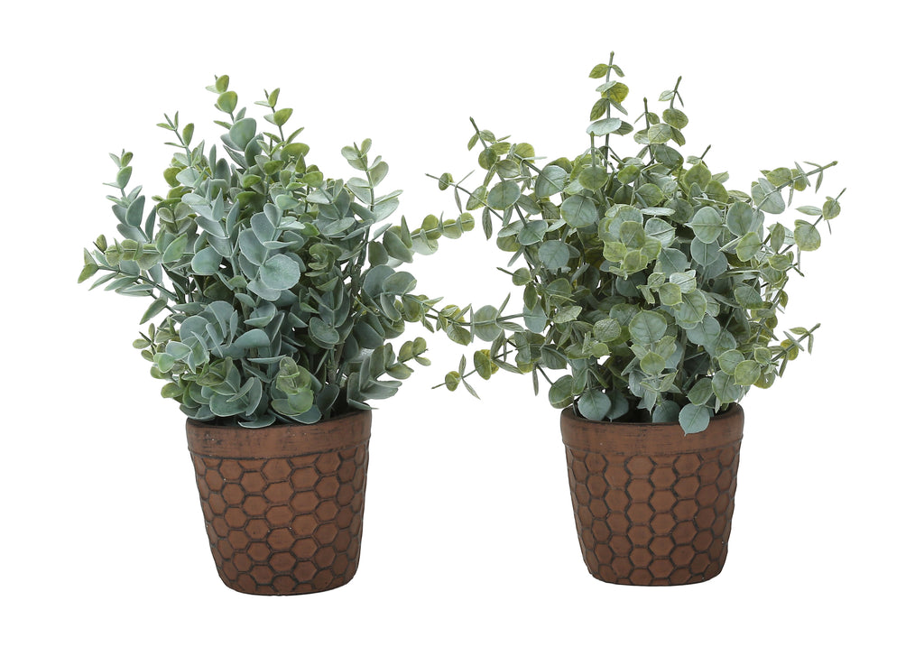 ARTIFICIAL PLANT - 2PCS / 13""H EUCALYPTUS / GRASS/ 4"" POT