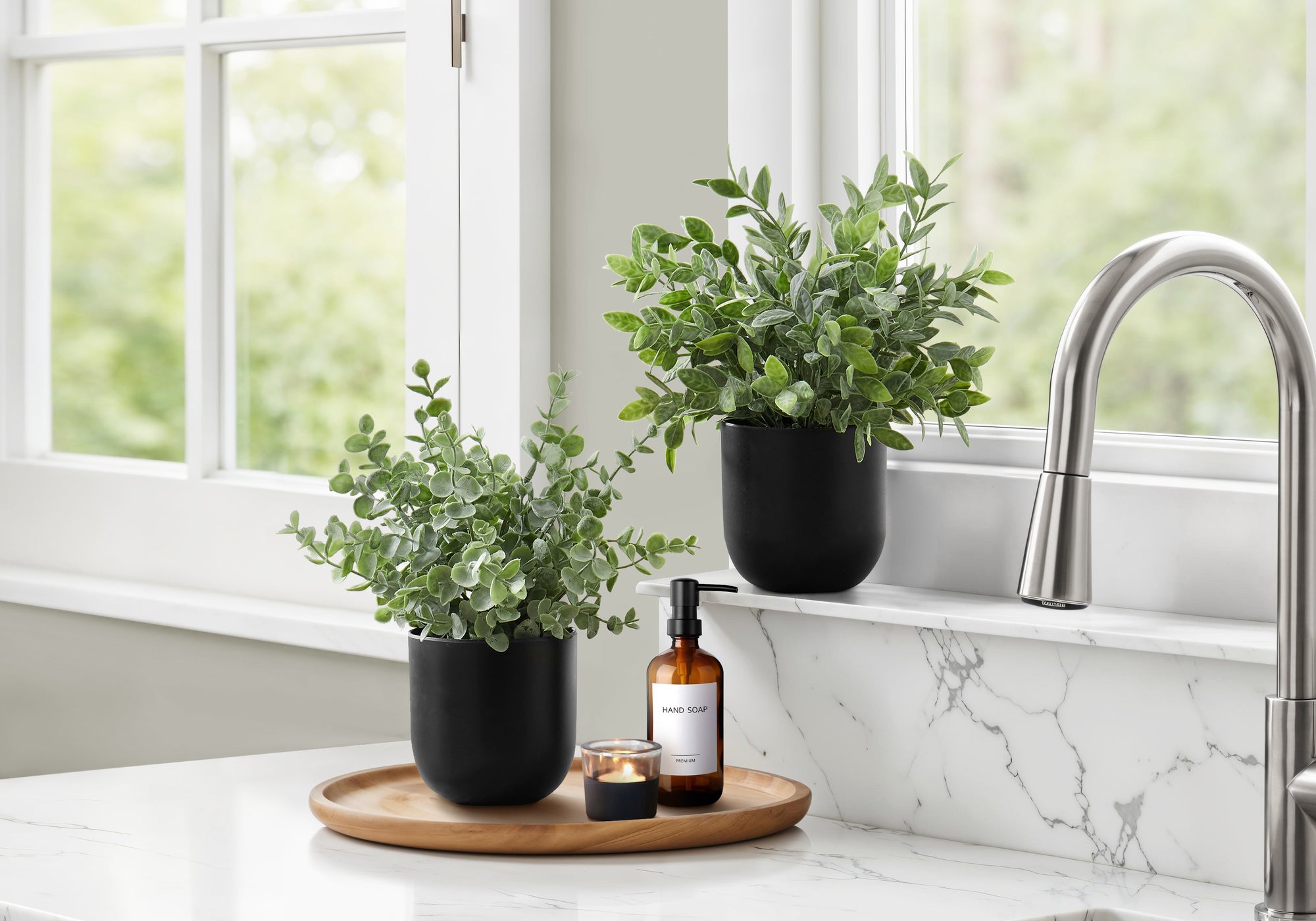 ARTIFICIAL PLANT - 2PCS / 11""H EUCALYPTUS/ GRASS / 5"" POT