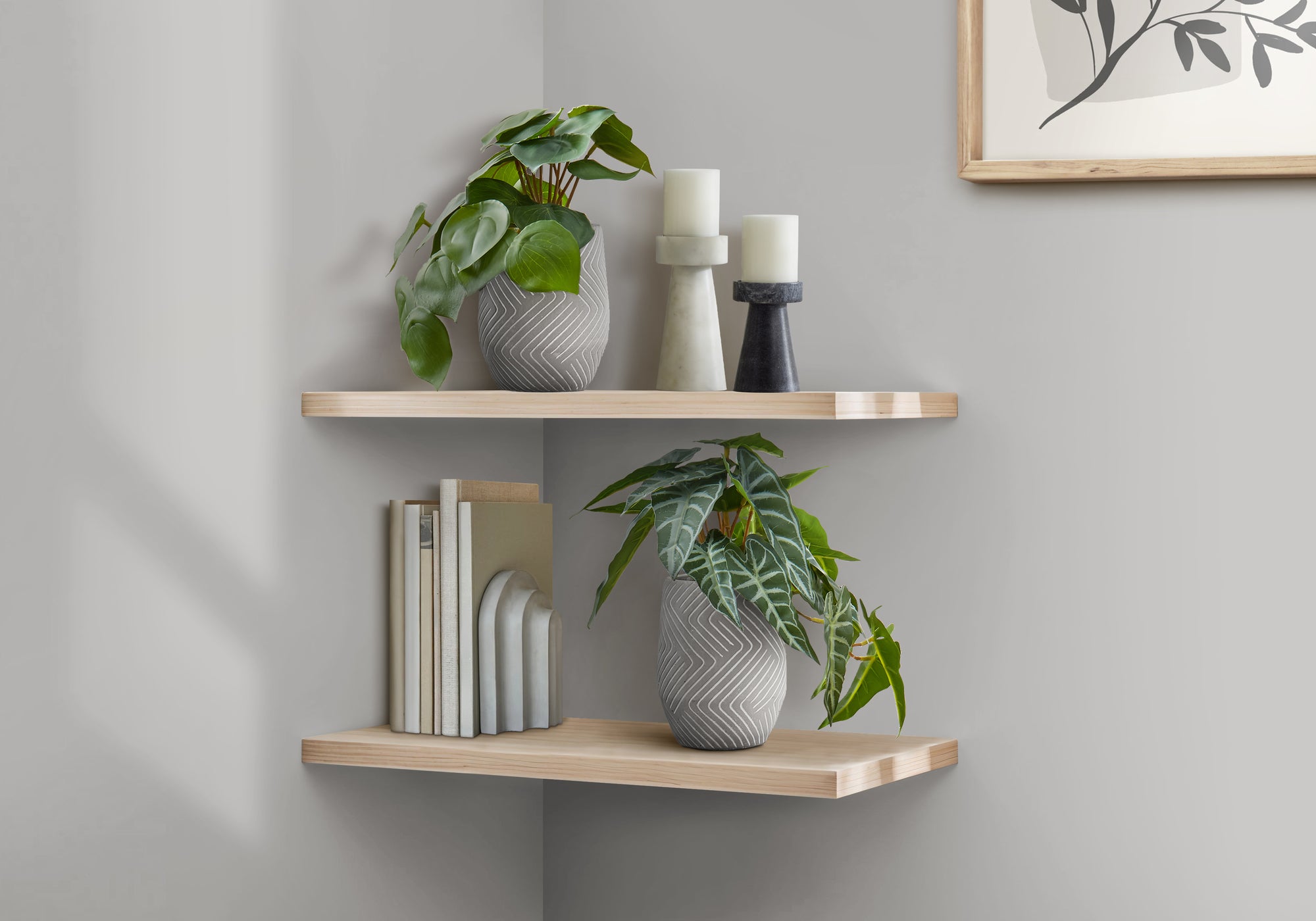 ARTIFICIAL PLANT - 2PCS / 8""H ALOCASIA / 5"" CEMENT POT