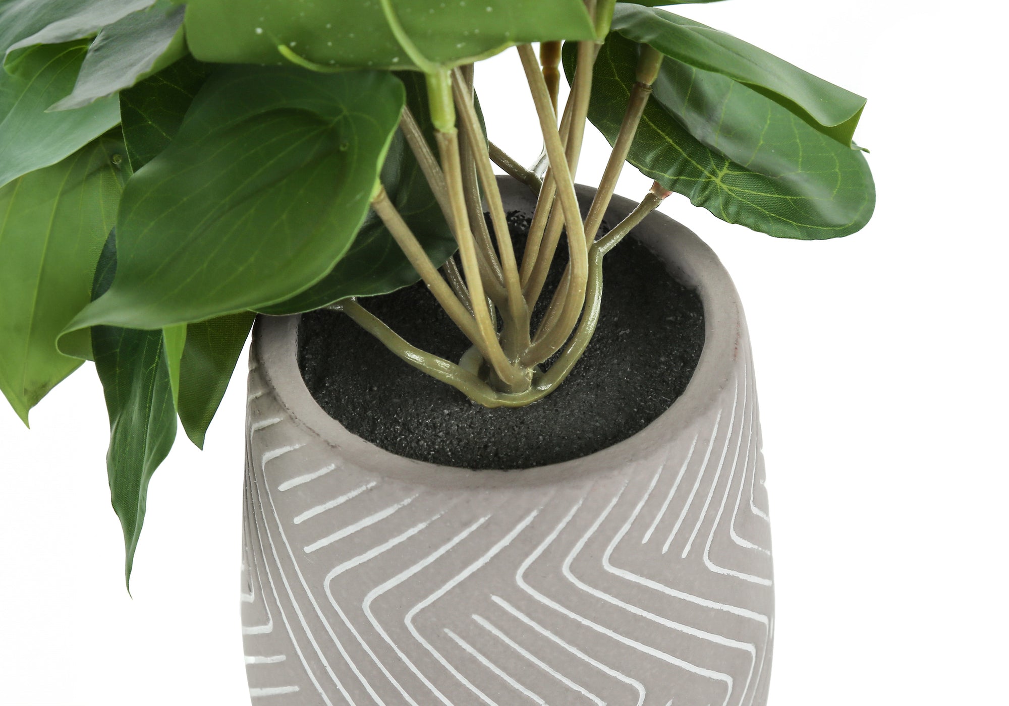 ARTIFICIAL PLANT - 2PCS / 8""H ALOCASIA / 5"" CEMENT POT
