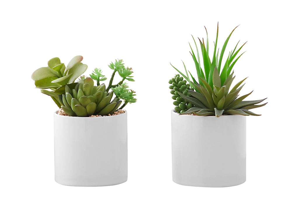 ARTIFICIAL PLANT - 2PCS / 7""H SUCCULENT IN 3"" CERAMIC POT