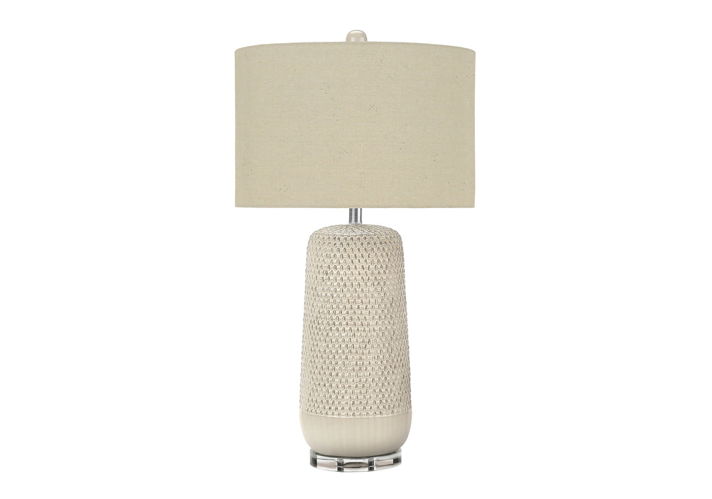 LIGHTING - 31""H TABLE LAMP CREAM CERAMIC / BEIGE SHADE