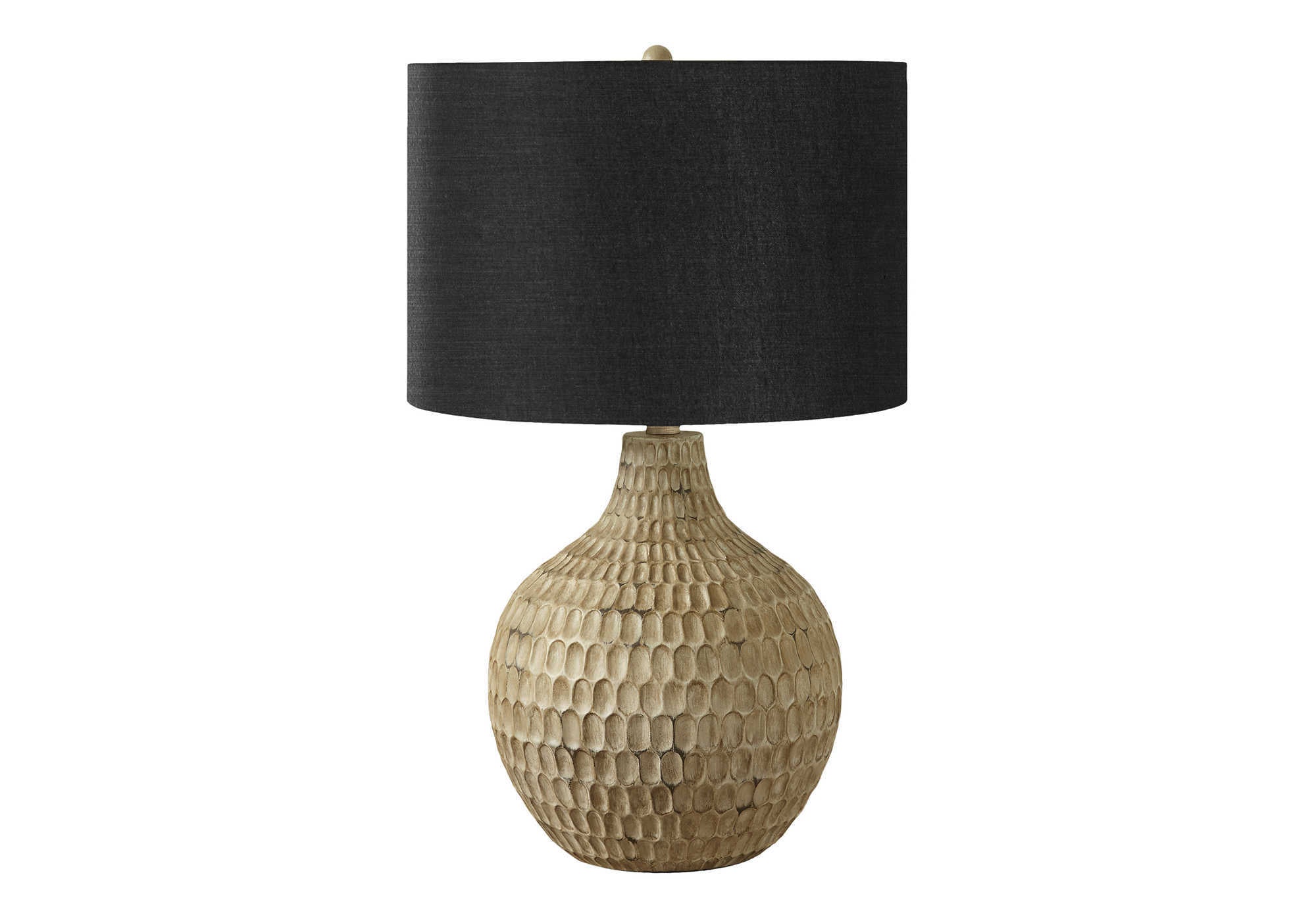 LIGHTING - 25""H TABLE LAMP BROWN RESIN / BLACK SHADE