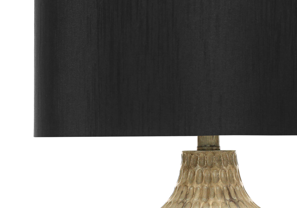 LIGHTING - 25""H TABLE LAMP BROWN RESIN / BLACK SHADE