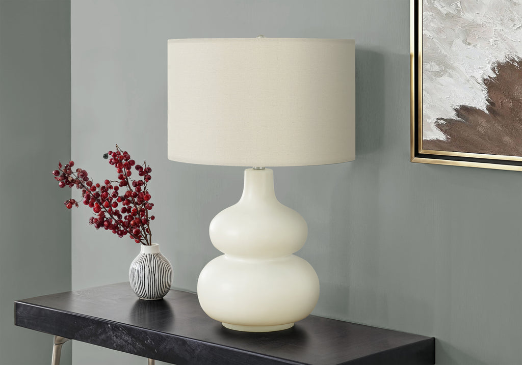 LIGHTING - 25""H TABLE LAMP CREAM CERAMIC / IVORY SHADE