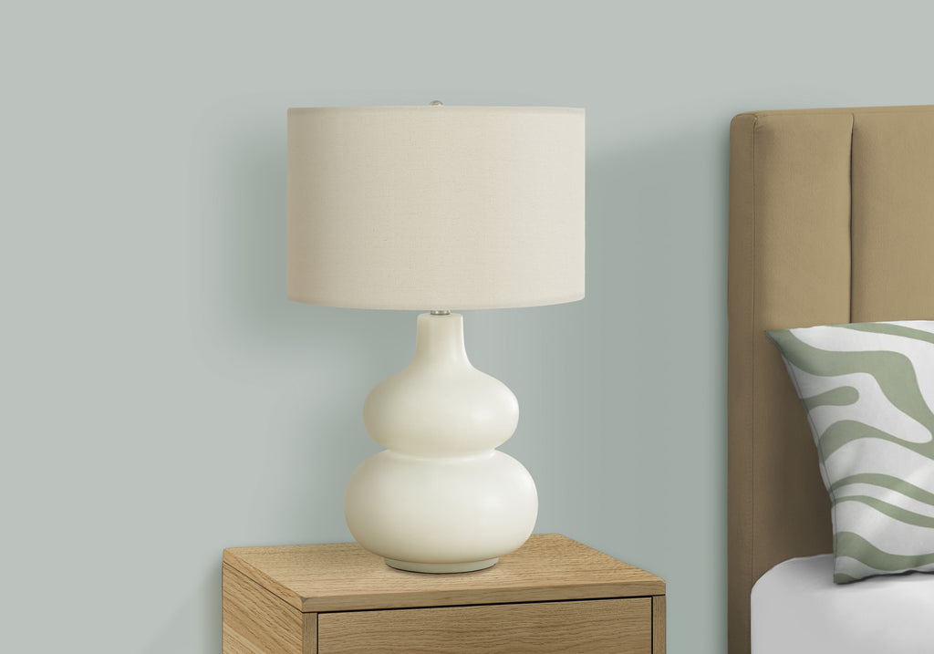 LIGHTING - 25""H TABLE LAMP CREAM CERAMIC / IVORY SHADE
