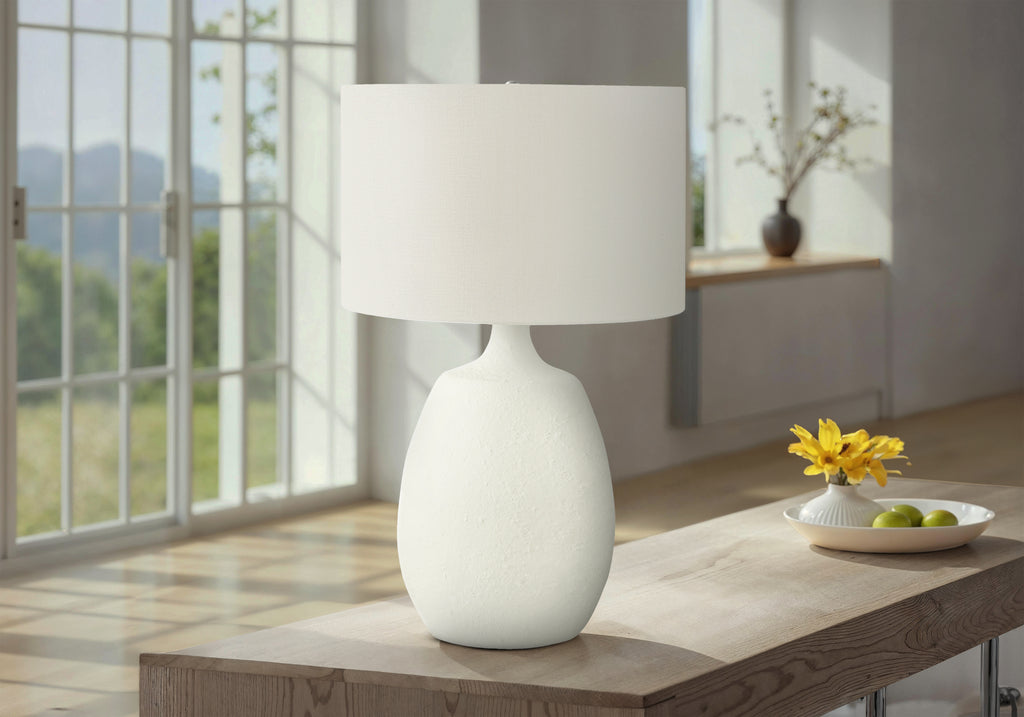 LIGHTING - 26""H TABLE LAMP CREAM RESIN / IVORY SHADE