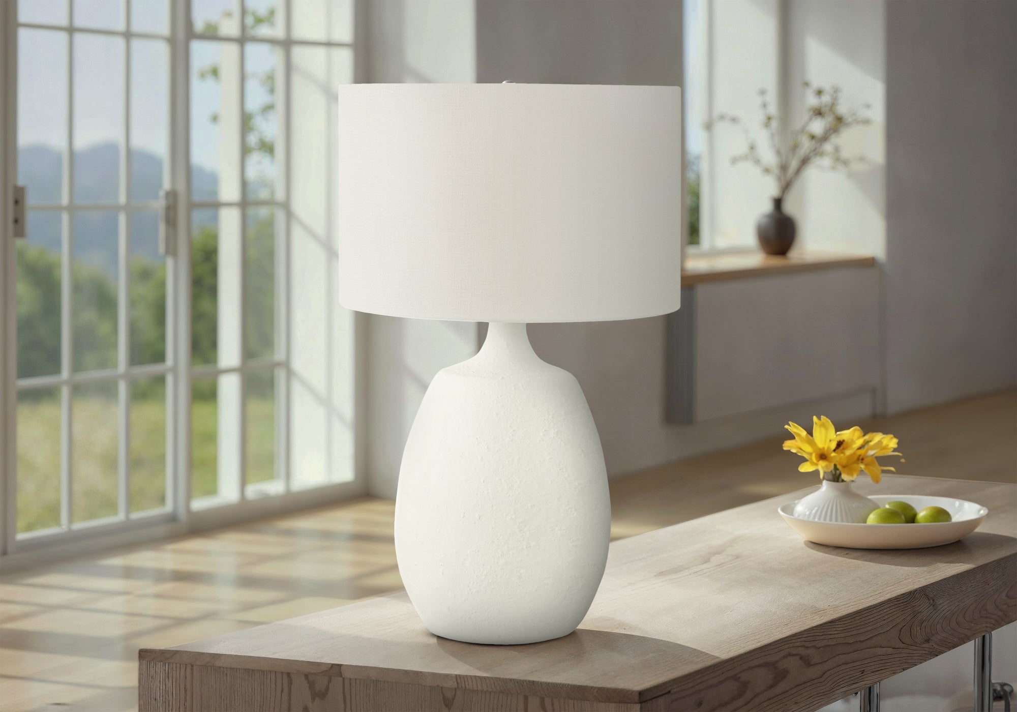 LIGHTING - 26""H TABLE LAMP CREAM RESIN / IVORY SHADE