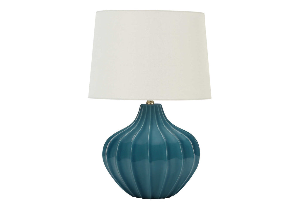 LIGHTING - 24""H TABLE LAMP BLUE CERAMIC  / IVORY SHADE