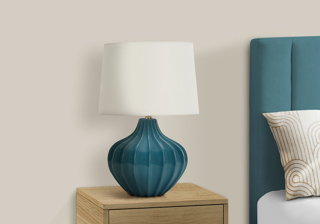 LIGHTING - 24""H TABLE LAMP BLUE CERAMIC  / IVORY SHADE