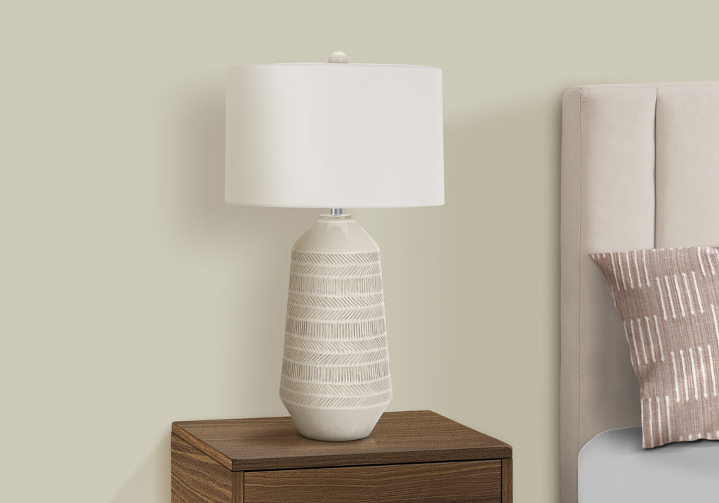 LIGHTING - 33""H TABLE LAMP CREAM CERAMIC / IVORY SHADE