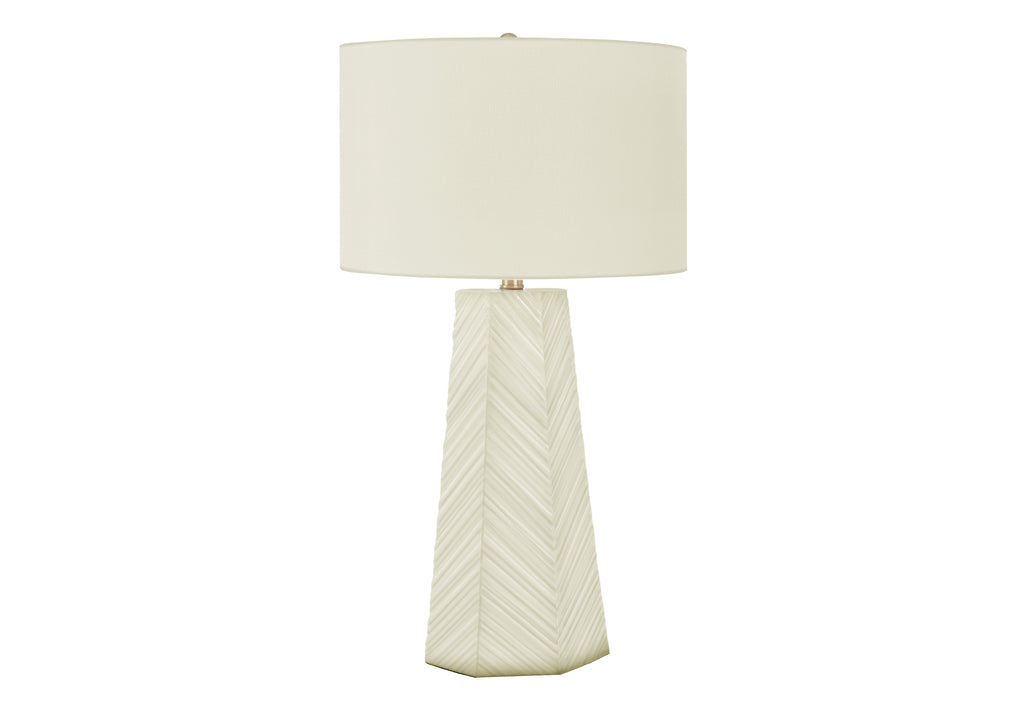 LIGHTING - 29""H TABLE LAMP WHITE CERAMIC / IVORY SHADE