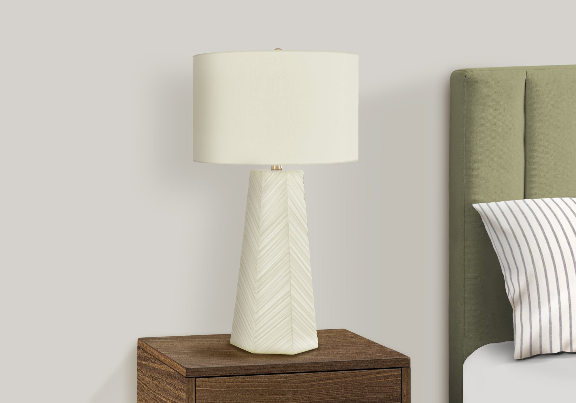 LIGHTING - 29""H TABLE LAMP WHITE CERAMIC / IVORY SHADE
