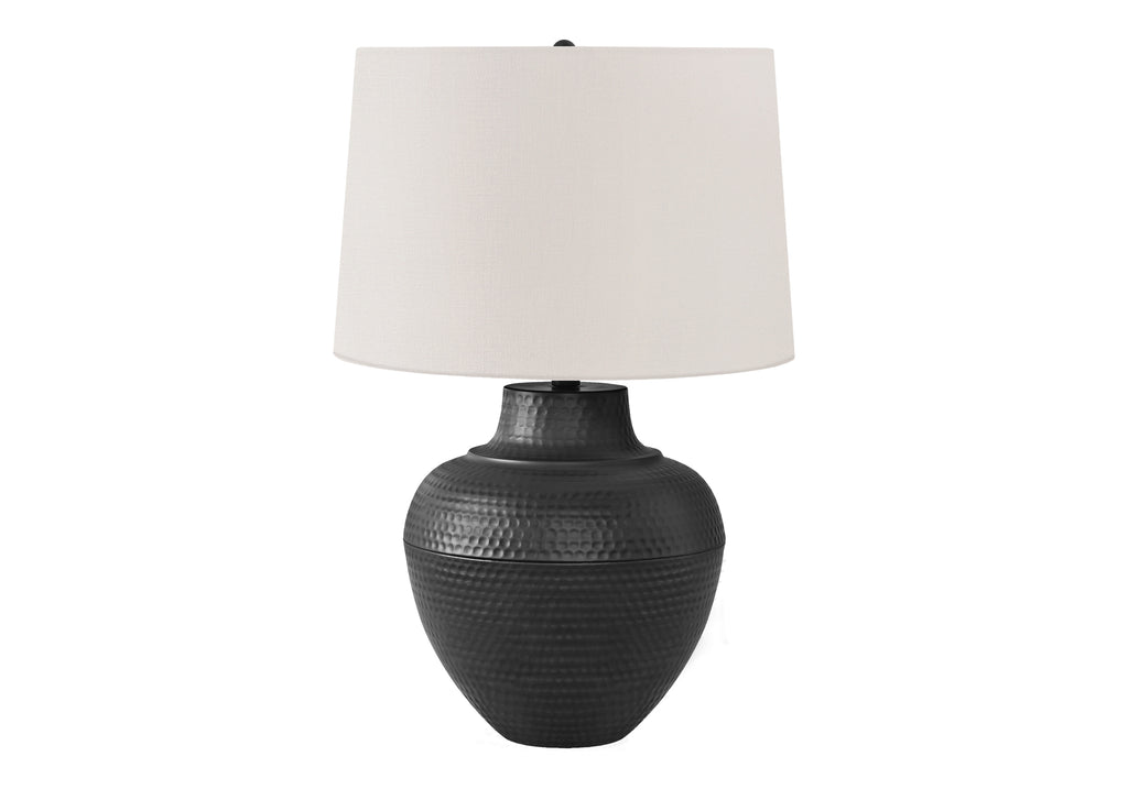 LIGHTING - 26""H TABLE LAMP BLACK METAL / IVORY SHADE