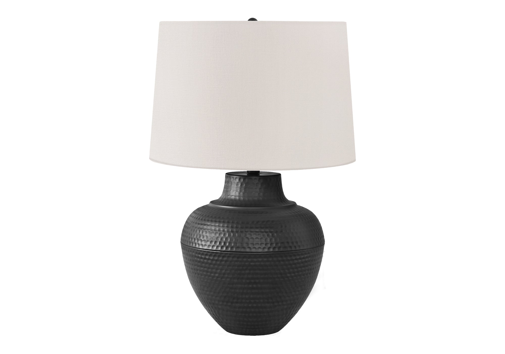 LIGHTING - 26""H TABLE LAMP BLACK METAL / IVORY SHADE
