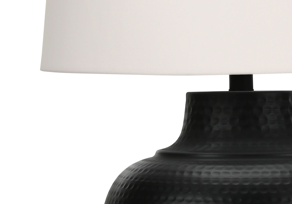 LIGHTING - 26""H TABLE LAMP BLACK METAL / IVORY SHADE