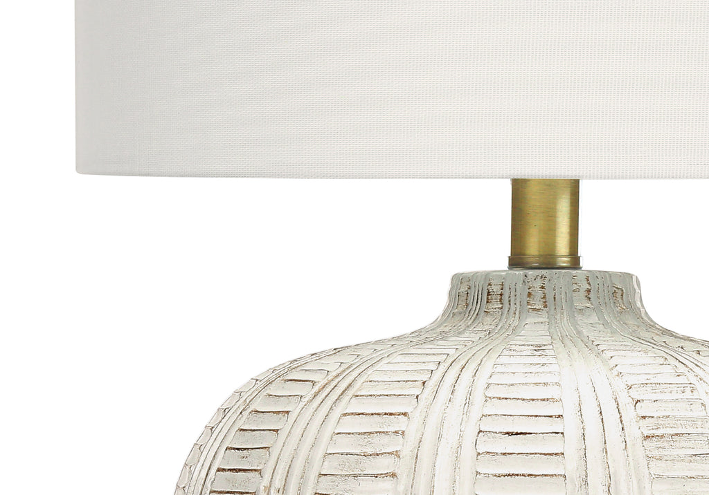LIGHTING - 21""H TABLE LAMP CREAM RESIN / IVORY SHADE