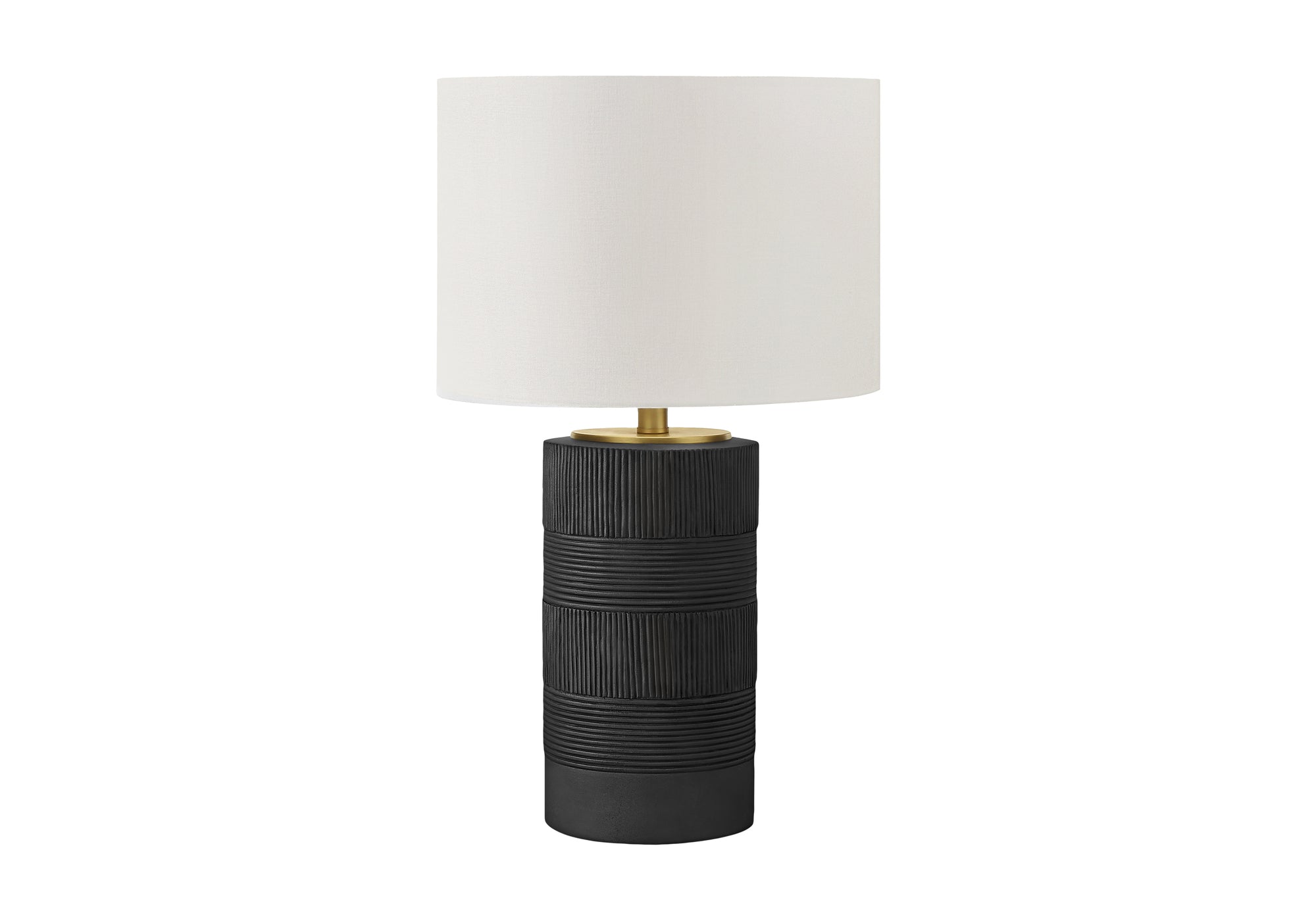LIGHTING - 24""H TABLE LAMP BLACK RESIN / IVORY SHADE