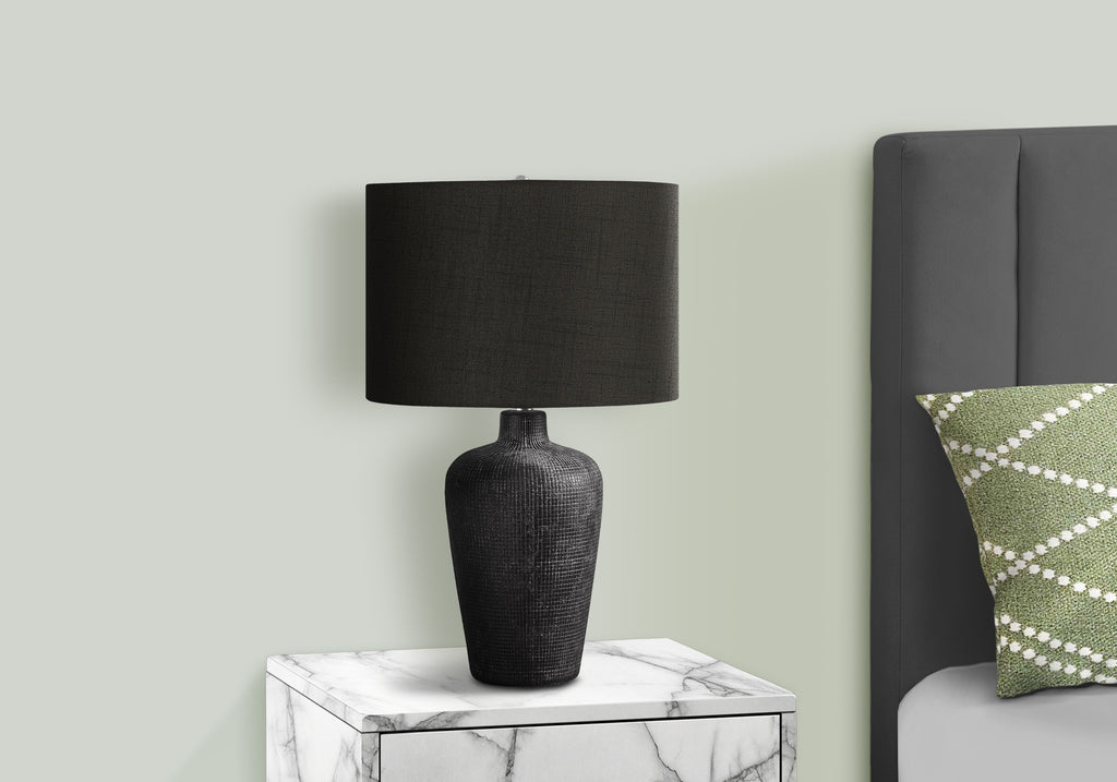 LIGHTING - 24""H TABLE LAMP BLACK CERAMIC / BLACK SHADE