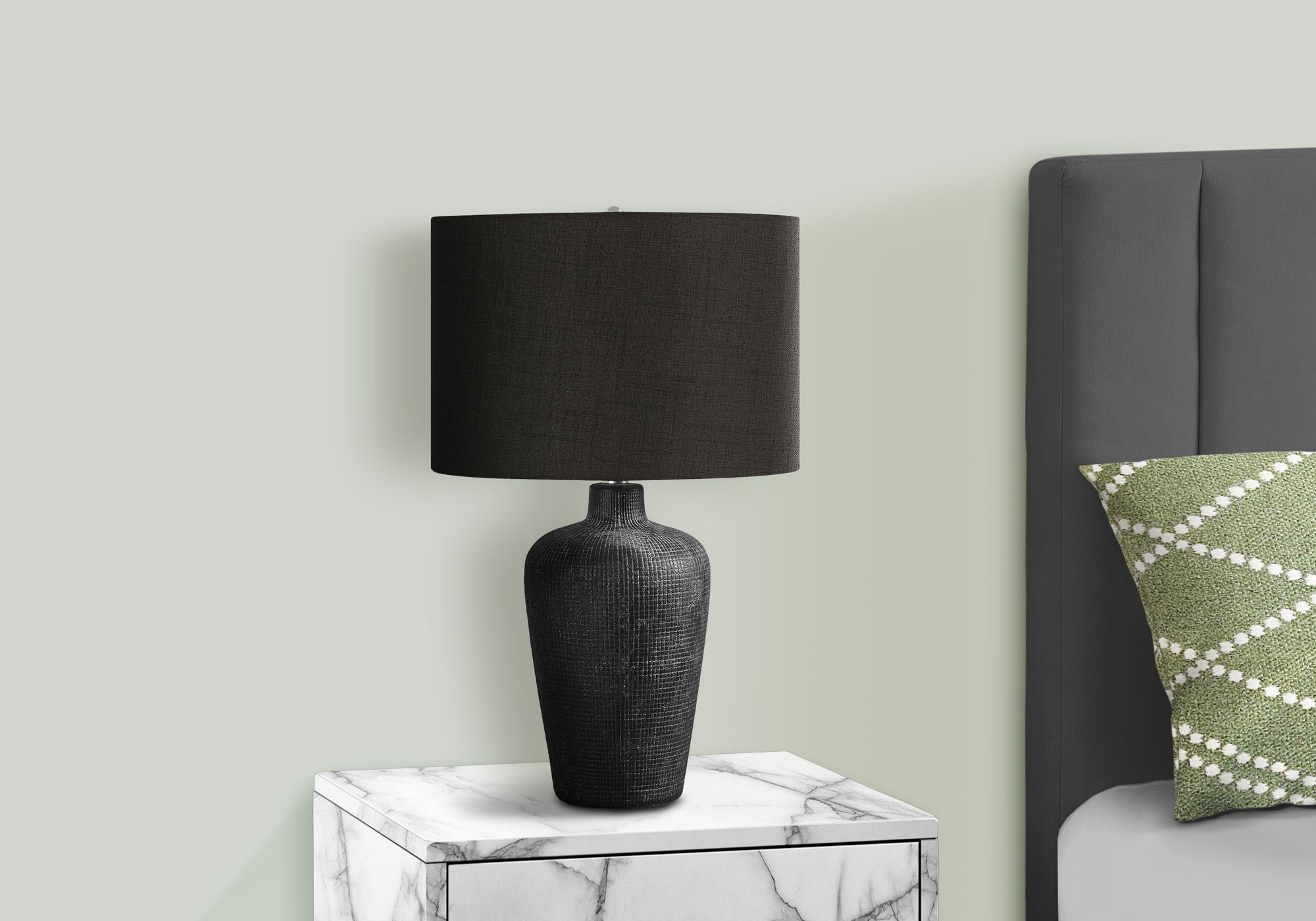 LIGHTING - 24""H TABLE LAMP BLACK CERAMIC / BLACK SHADE
